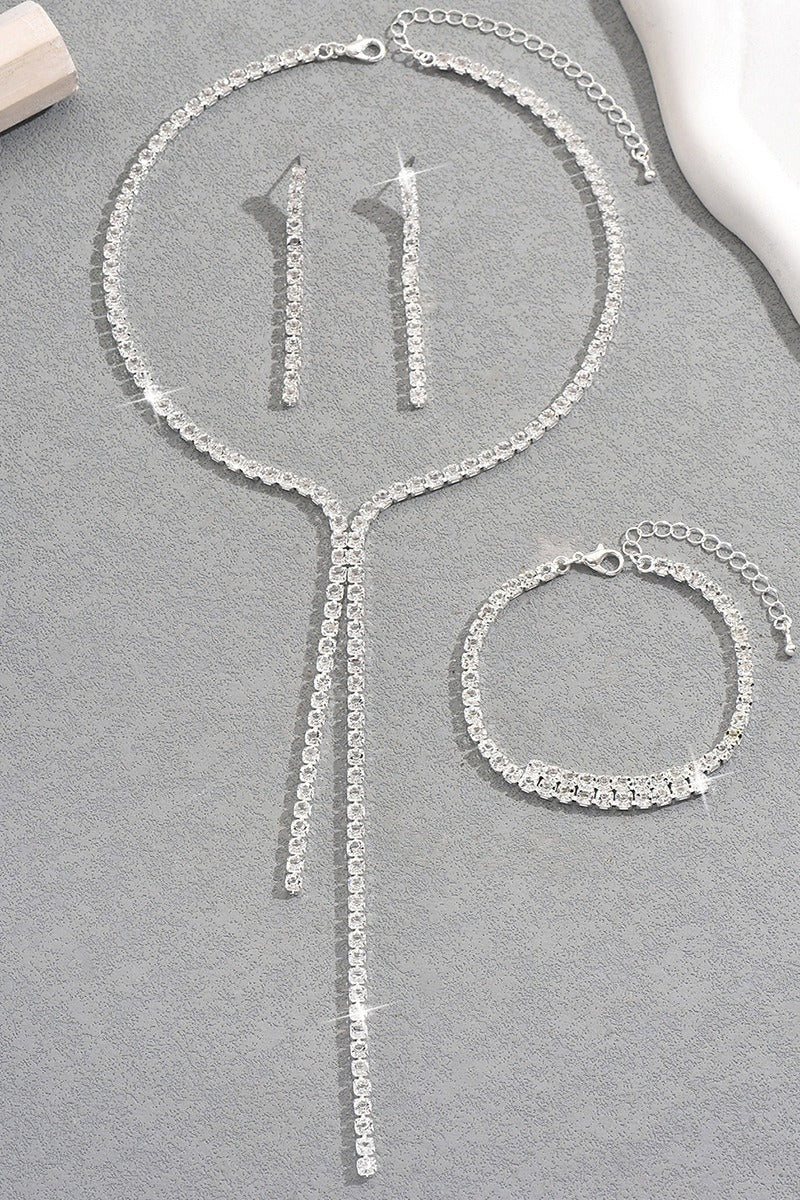 Classic Zircon Wedding Bracelet/Earrings/Necklace Jewelry Sets (Set of 3) 845056946494