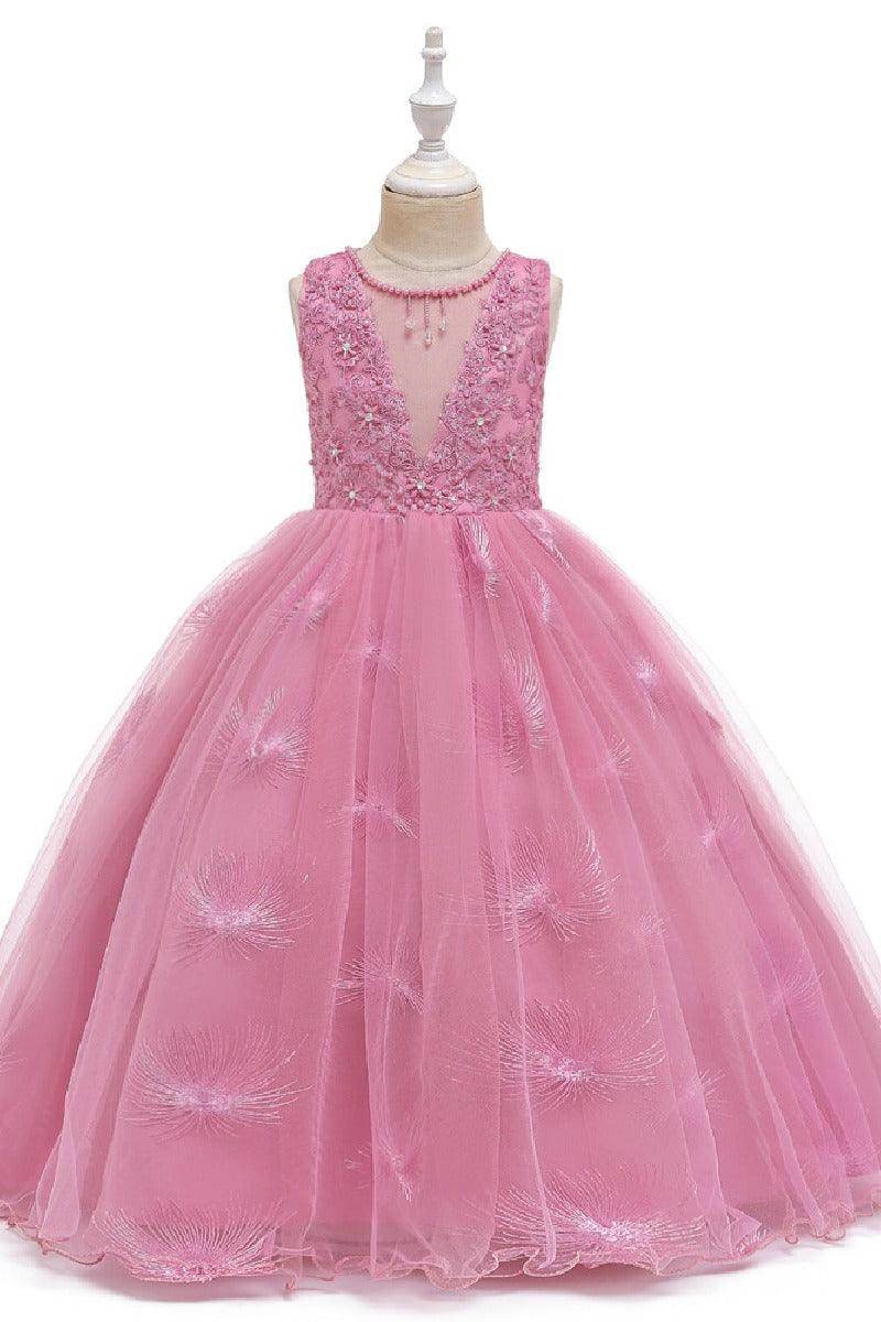 A-Line/Princess Scoop Neck Tulle Flower Girl Dresses With Sash/Bow 612626068133 - COCOMELODY