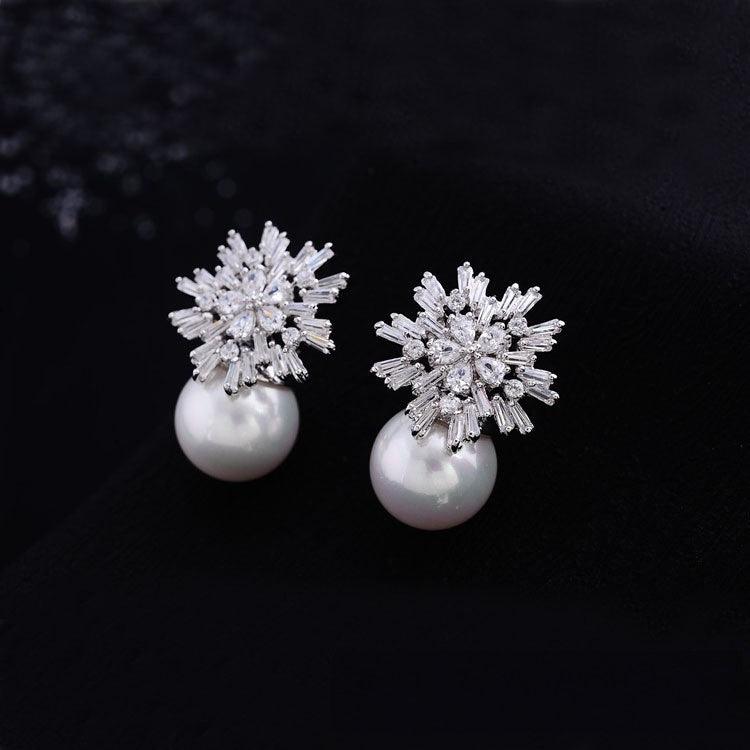 925 Silver needle shell pearl earrings 44806862656 - COCOMELODY