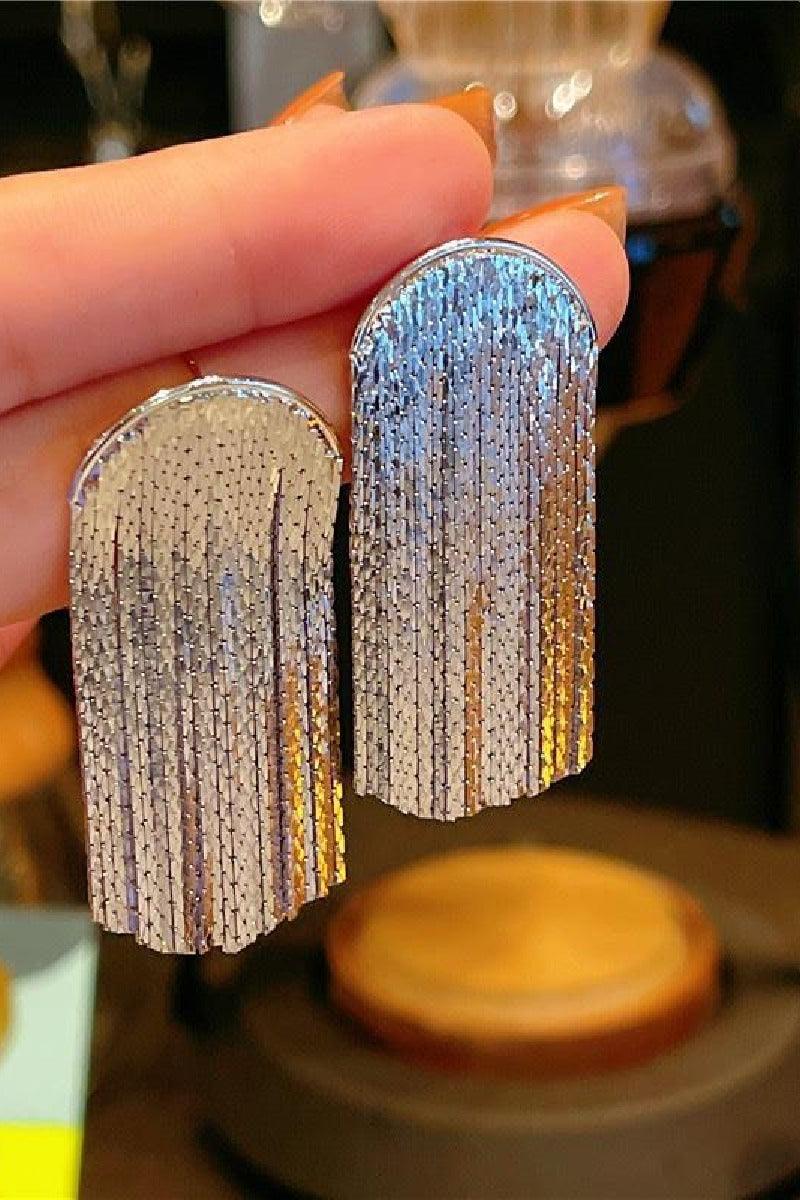 Curved fringe sterling silver needle temperament earrings 682572157026 - COCOMELODY