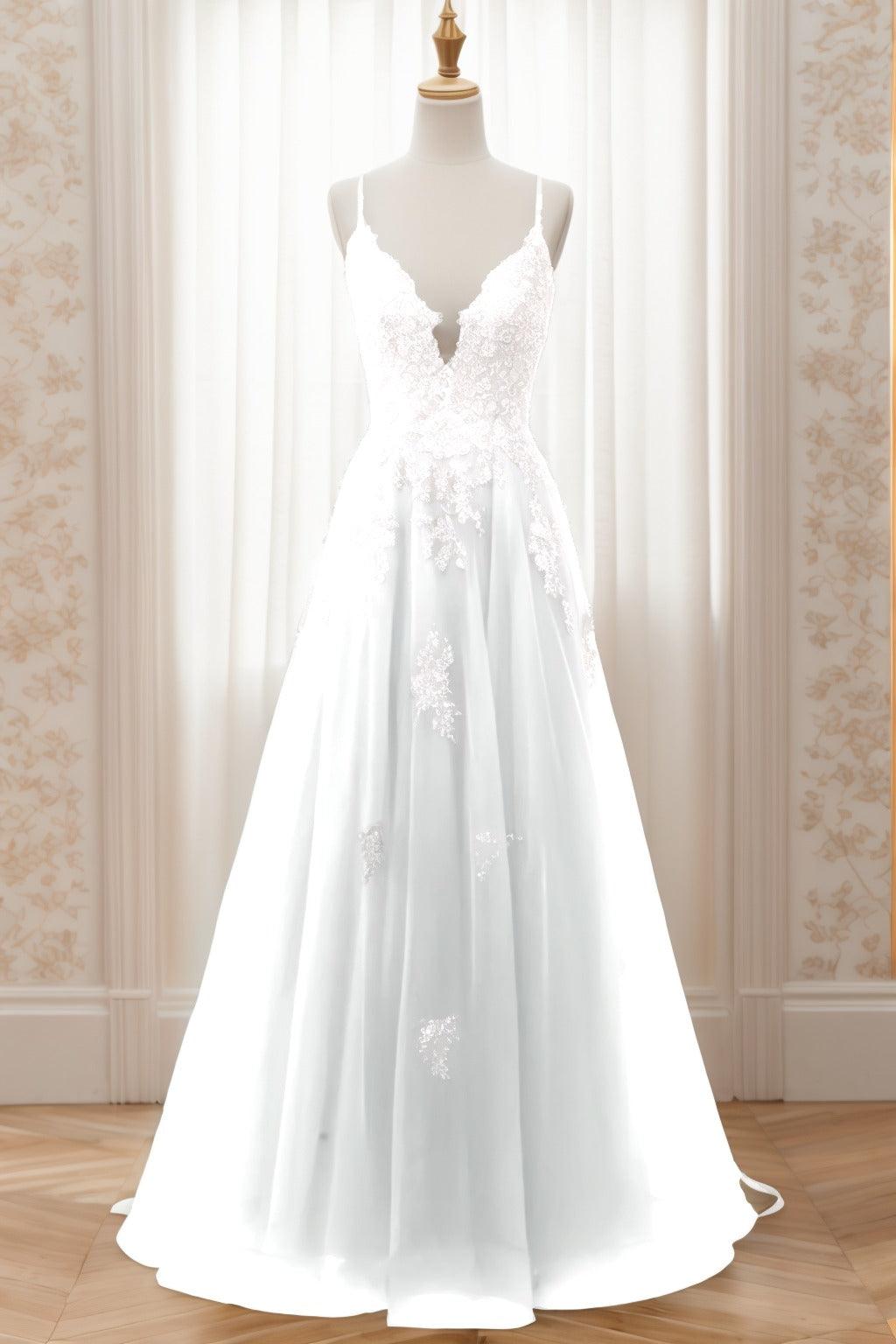A-Line Sweep-Brush Train Tulle Prom Dress CS0463 - COCOMELODY