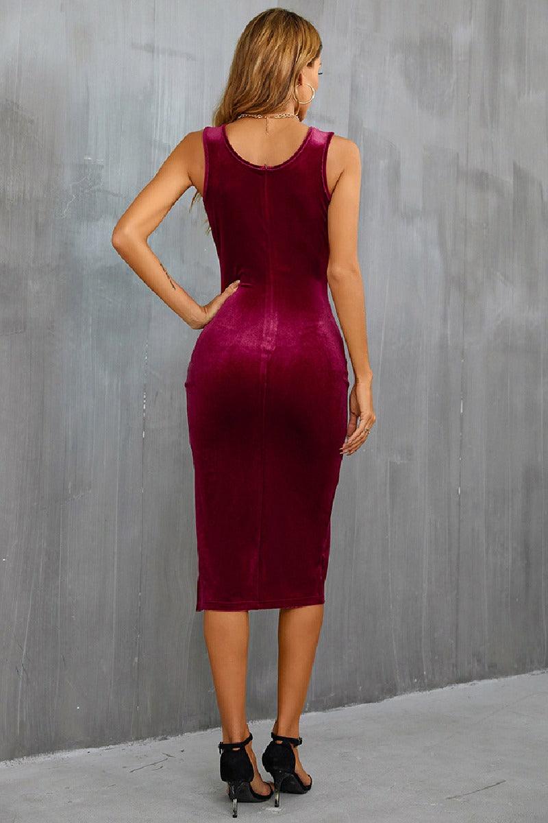 Sheath-Column Knee Length Velvet CocktailDress 681215434458 - COCOMELODY
