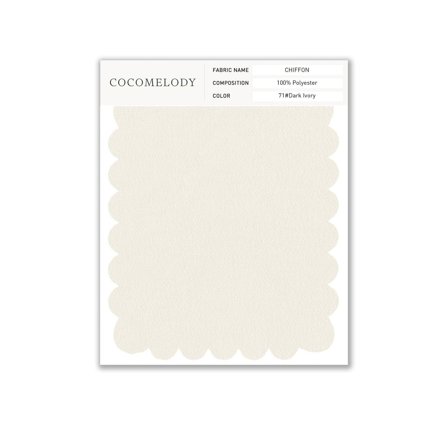 Chiffon Fabric Swatch in Single Color SWCH16001 - COCOMELODY