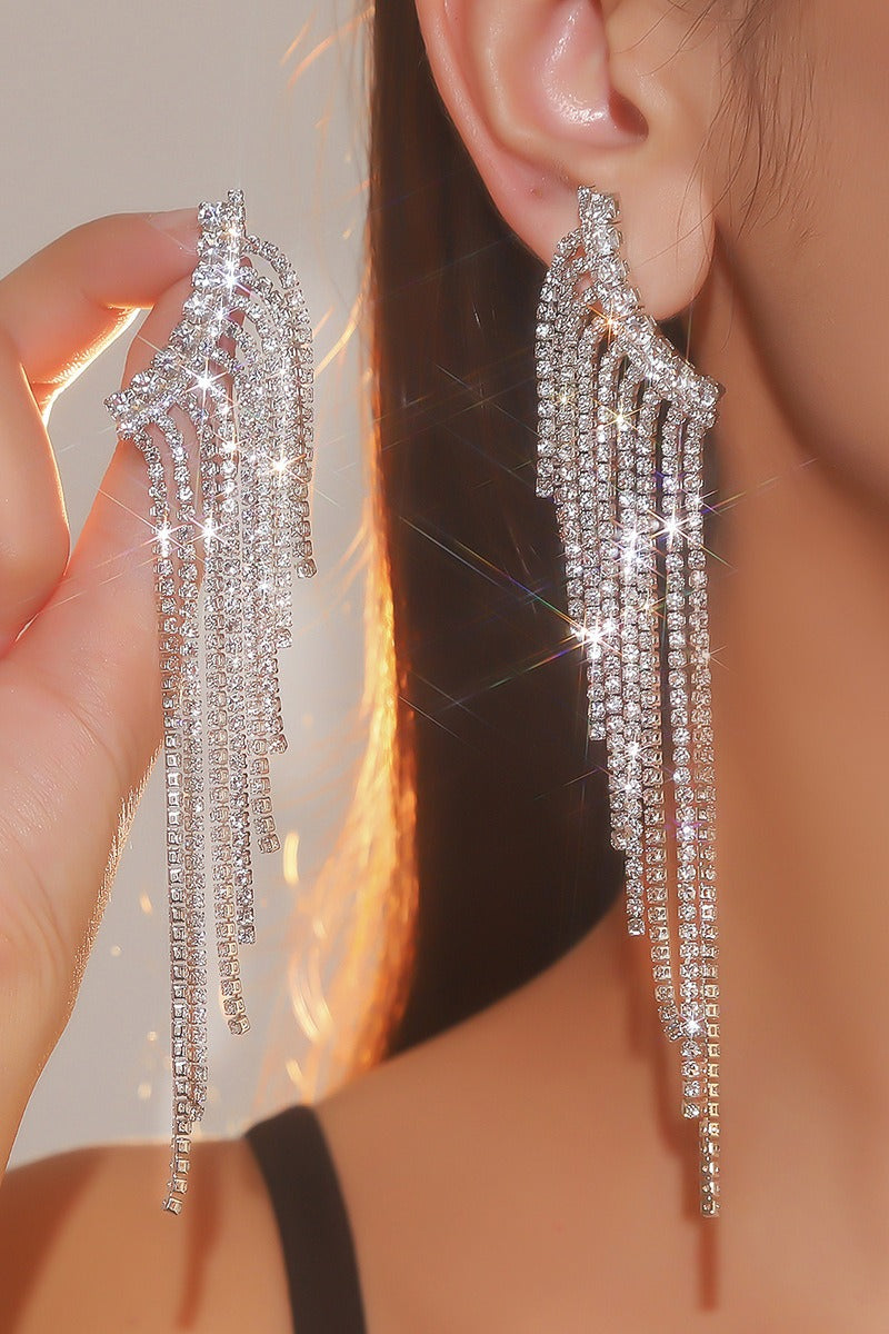 Rhinestone/Tassels Drop Earrings 714949471813