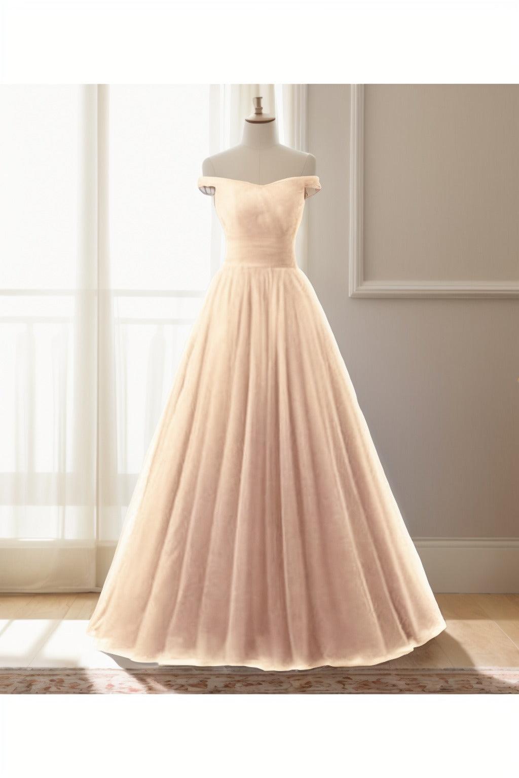 A-Line Floor Length Tulle Prom Dress CS0459 - COCOMELODY