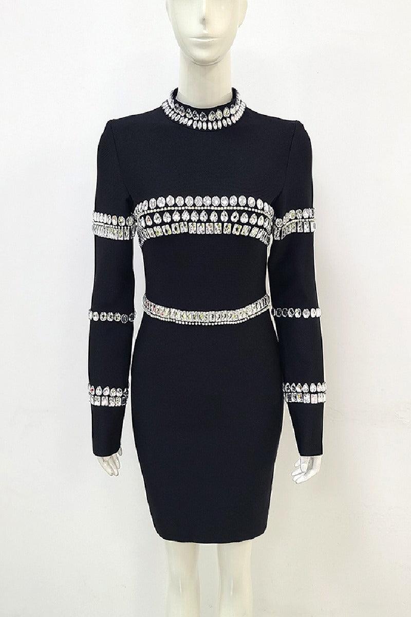 Black long-sleeved girls party dresses 753695575945 - COCOMELODY