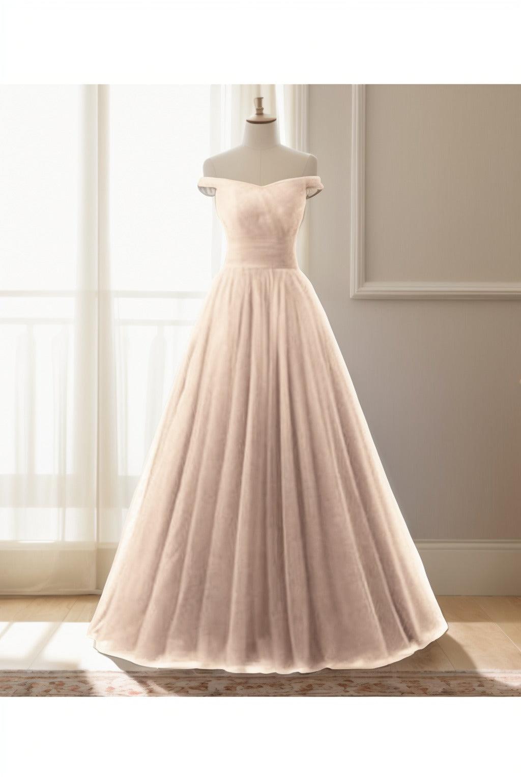 A-Line Floor Length Tulle Prom Dress CS0459 - COCOMELODY