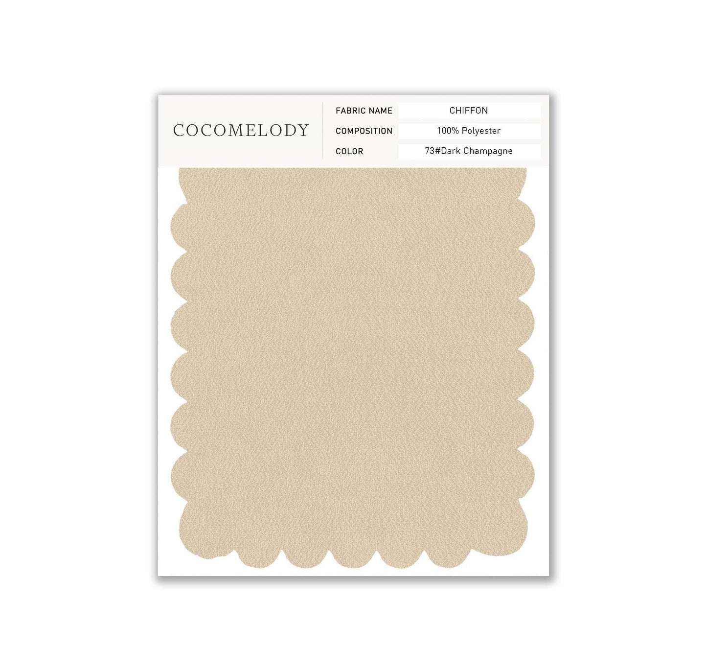 Chiffon Fabric Swatch in Single Color SWCH16001 - COCOMELODY
