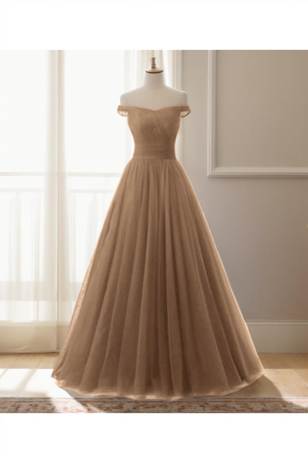 A-Line Floor Length Tulle Prom Dress CS0459 - COCOMELODY