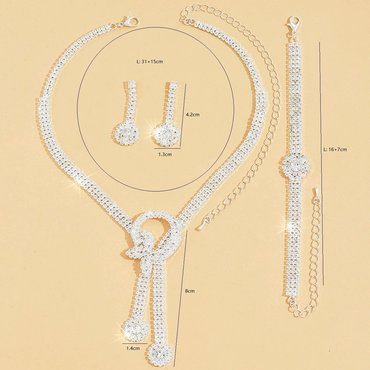 Gorgeous Zircon Earrings/Necklace Jewelry Sets (Set of 3) 912880691069