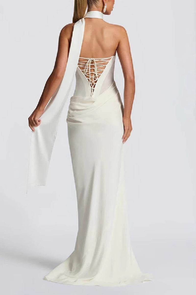 Sheath-Column Sweep-Brush Train Elastic Silk like Satin Formal Evening Dress 972310810695 - COCOMELODY