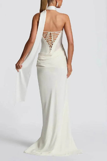 Sheath-Column Sweep-Brush Train Elastic Silk like Satin Formal Evening Dress 972310810695 - COCOMELODY