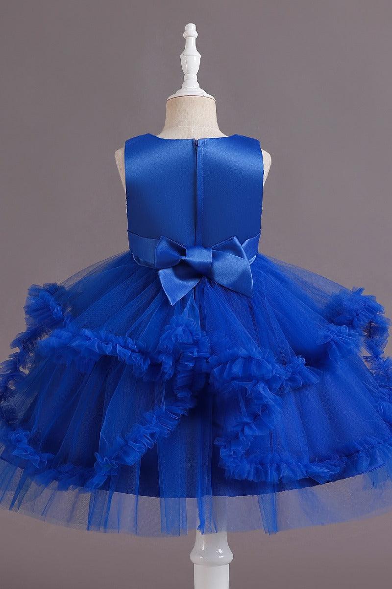 A-Line Scoop Neck Printed lace/Tulle Flower Girl Dresses With Cascading Ruffles 677572994905 - COCOMELODY