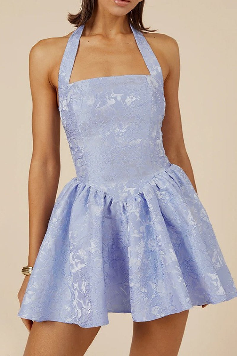 A-Line Mini Jacquard Satin Homecoming Dress 884978106326