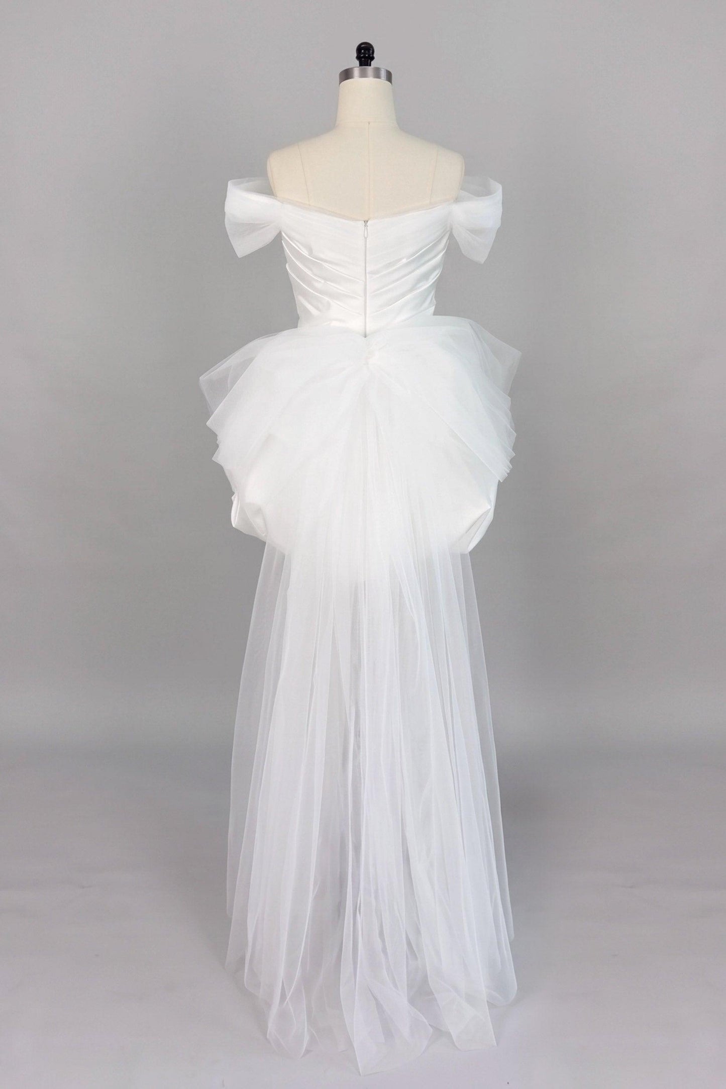 Ball Gown Short-Mini Satin Tulle Wedding Dress 771775523326 - 7 Days / Ivory / XS - COCOMELODY
