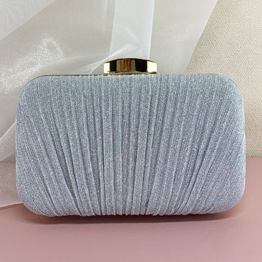 Elegant Shimmer Pleated Evening Clutch Bag Multi-Color 702952235325