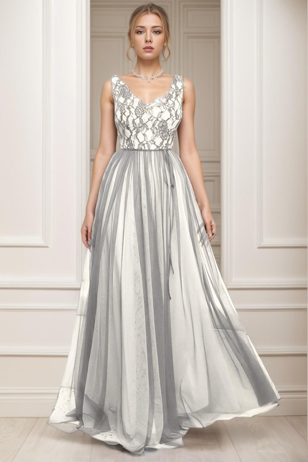 A-Line Sweep-Brush Train Tulle Prom Dress CS0466 - COCOMELODY
