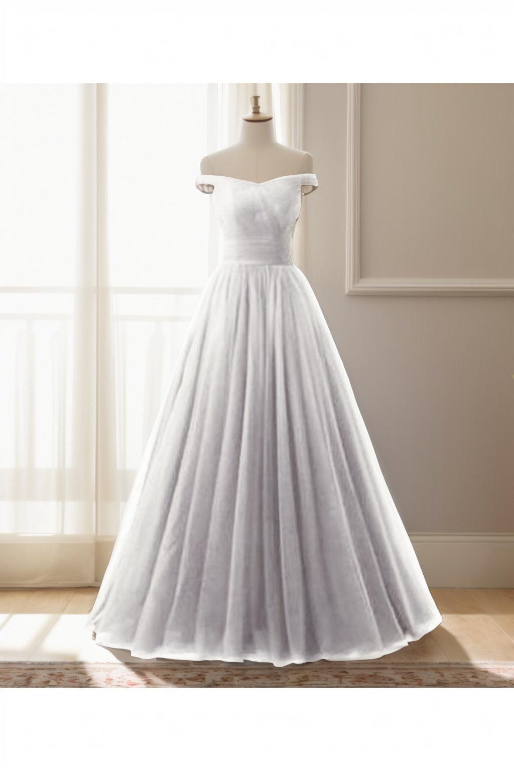 A-Line Floor Length Tulle Prom Dress CS0459 - COCOMELODY
