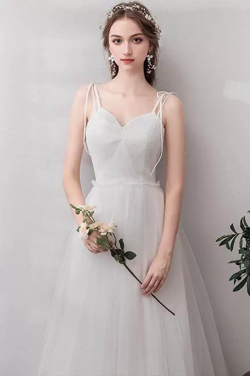 A-Line Floor Length Tulle Wedding Dress 725272414681 - COCOMELODY