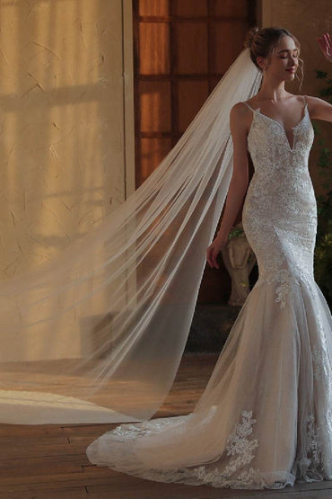 One-tier Cut Edge Tulle Chapel Veils 887941737753 - COCOMELODY