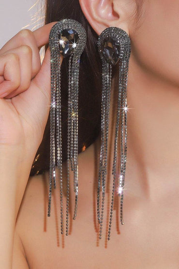 Rhinestone/Tassels Drop Earrings 782231045208 - COCOMELODY