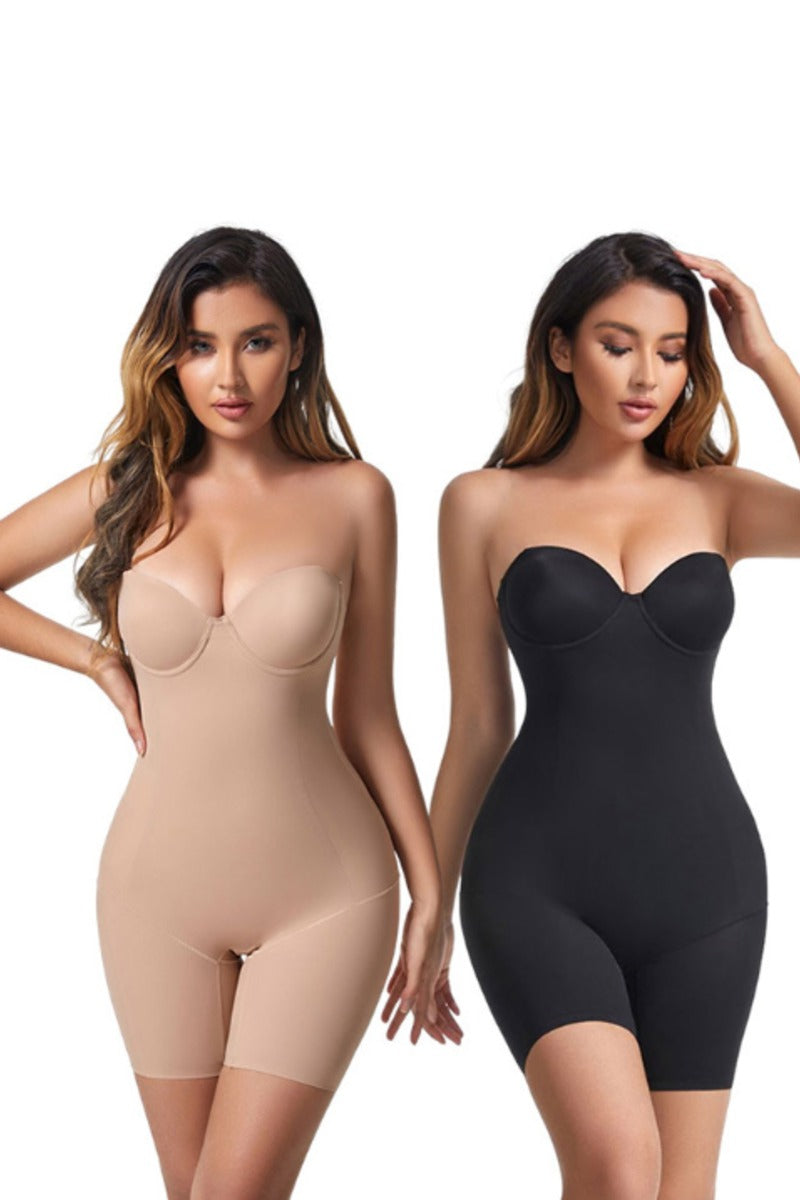 Seamless Shaping Bodysuit with Built-in Bra Detachable Straps 909000814221