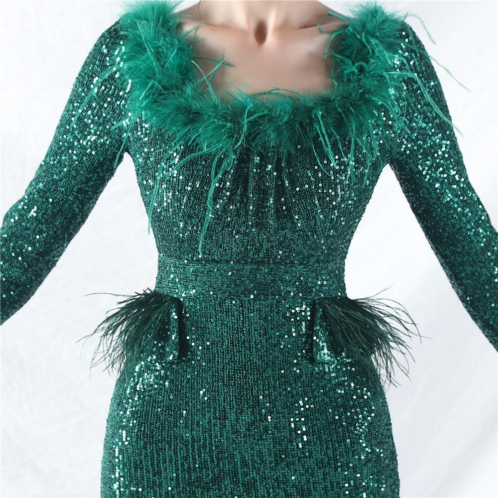 Trumpet-Mermaid Ankle Length Sequined Dress 807936765830 - COCOMELODY