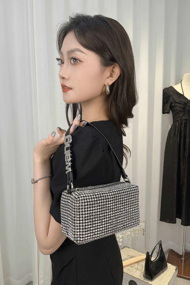 Stylish All Diamond bling rhinestone chain set with diamond Hand full diamond underarm bag 704230461982 - COCOMELODY