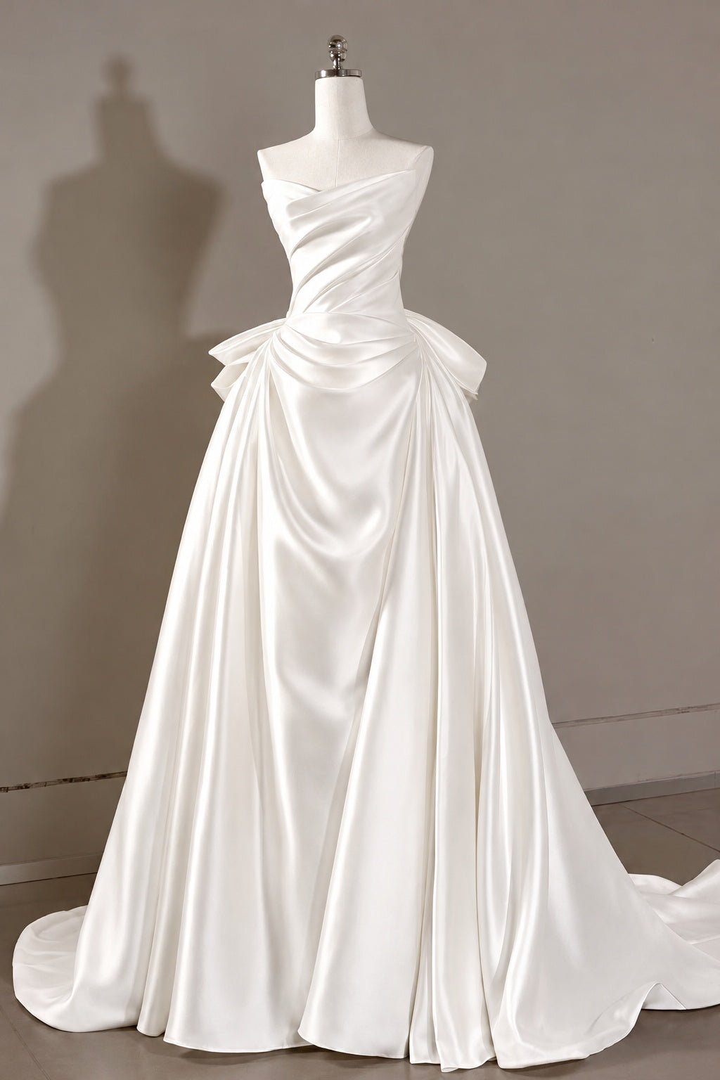 A-Line Sweep-Brush Train Mikado Wedding Dress 814546469493 - 15 Days / Ivory / US0-UK2-EUR30 - COCOMELODY