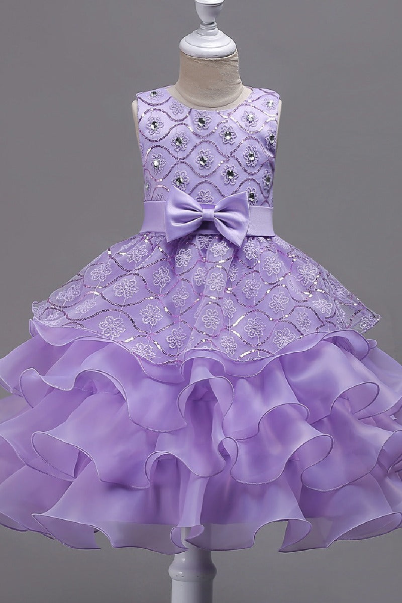 Ball Gown Round Neck Sleeveless Ruffled Organza Knee Length Flower Girl Dresses 1029768586286