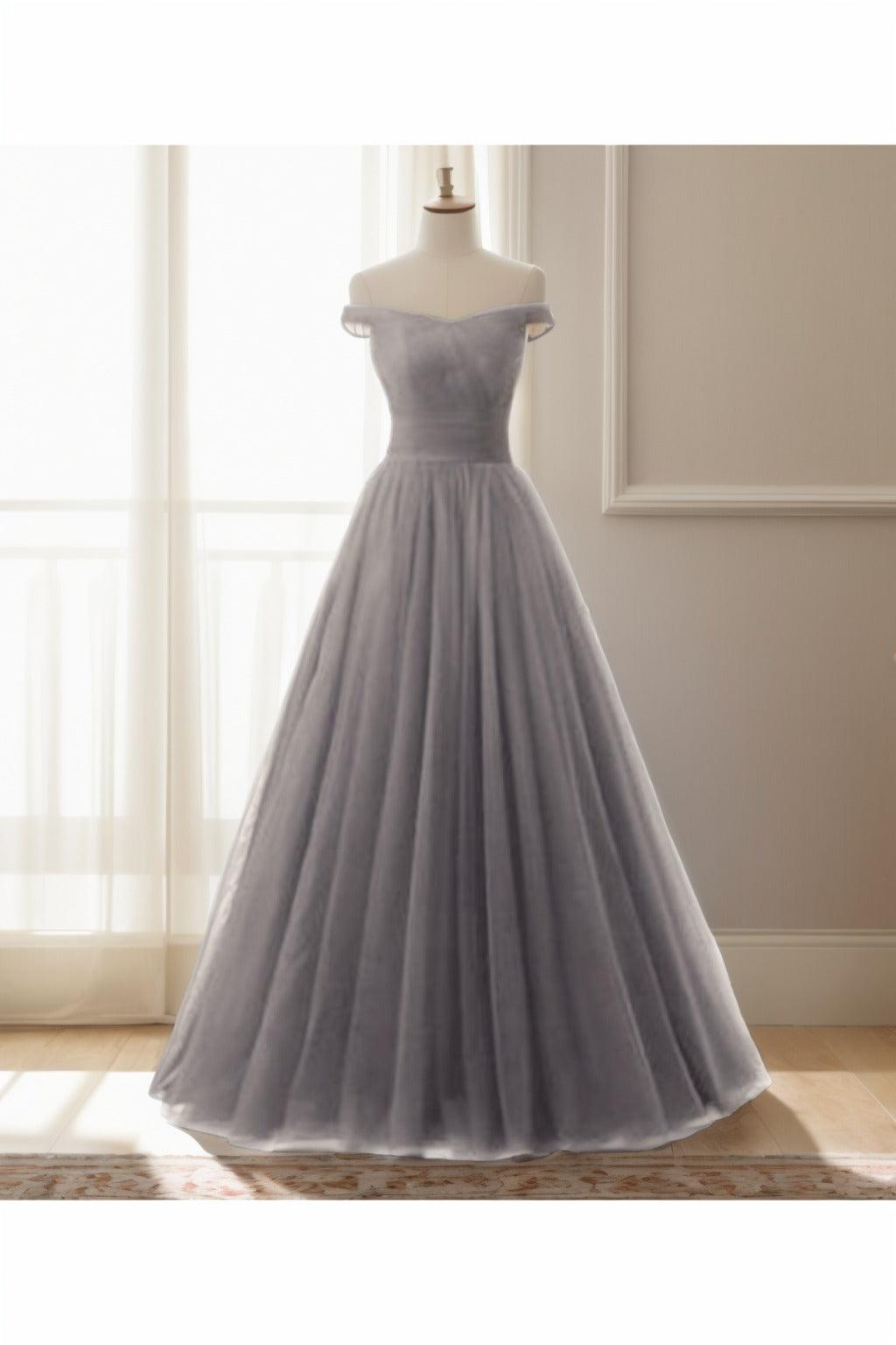 A-Line Floor Length Tulle Prom Dress CS0459 - COCOMELODY