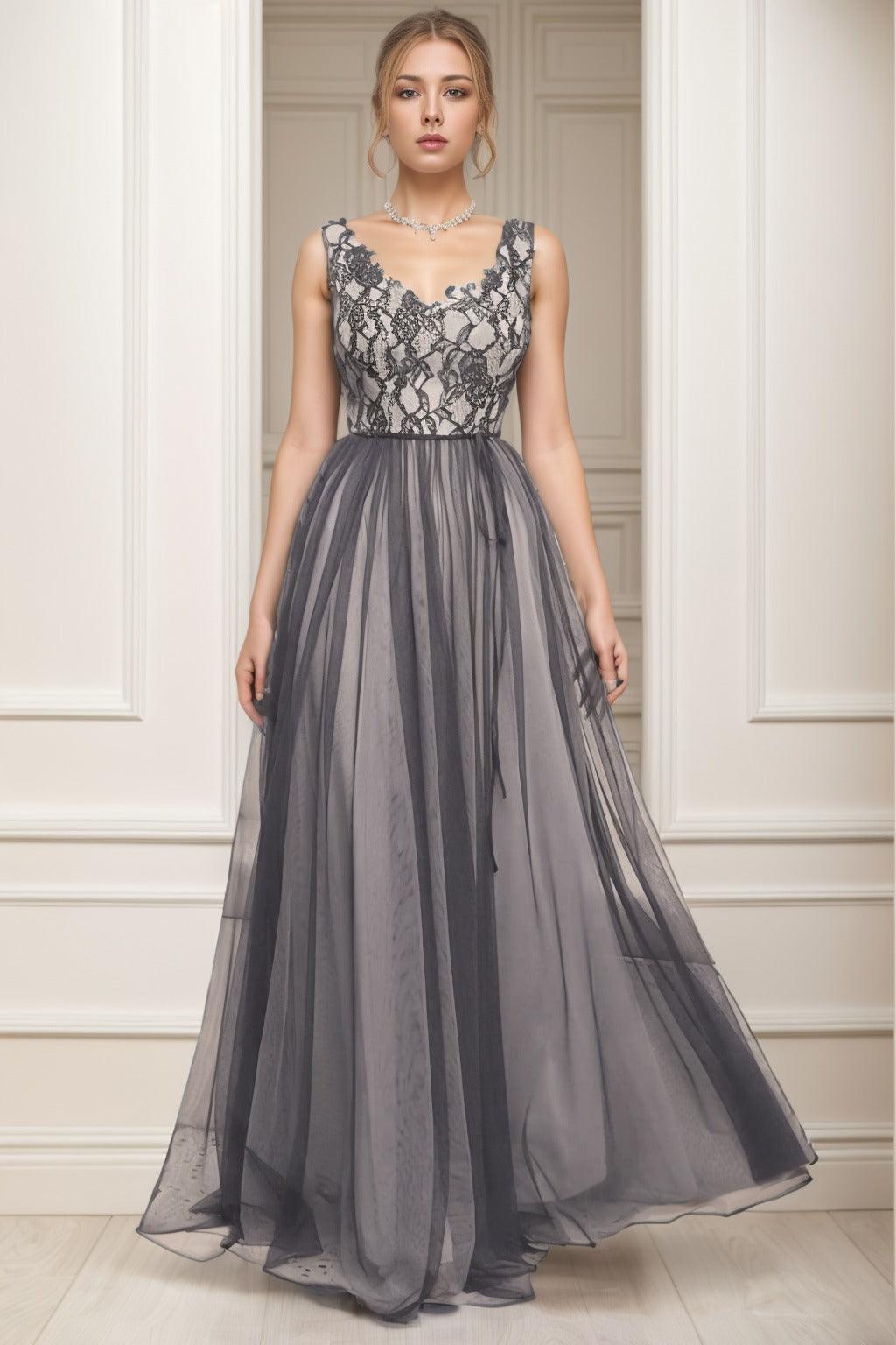 A-Line Sweep-Brush Train Tulle Prom Dress CS0466 - COCOMELODY