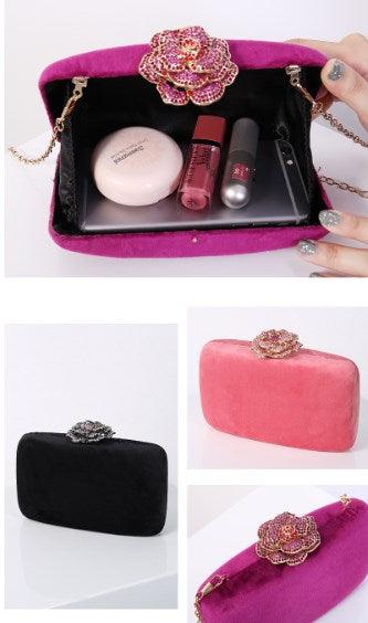 Fine Diamond Dinner Bag Flannel Clutch Bag Chain Party 609389165076 - COCOMELODY