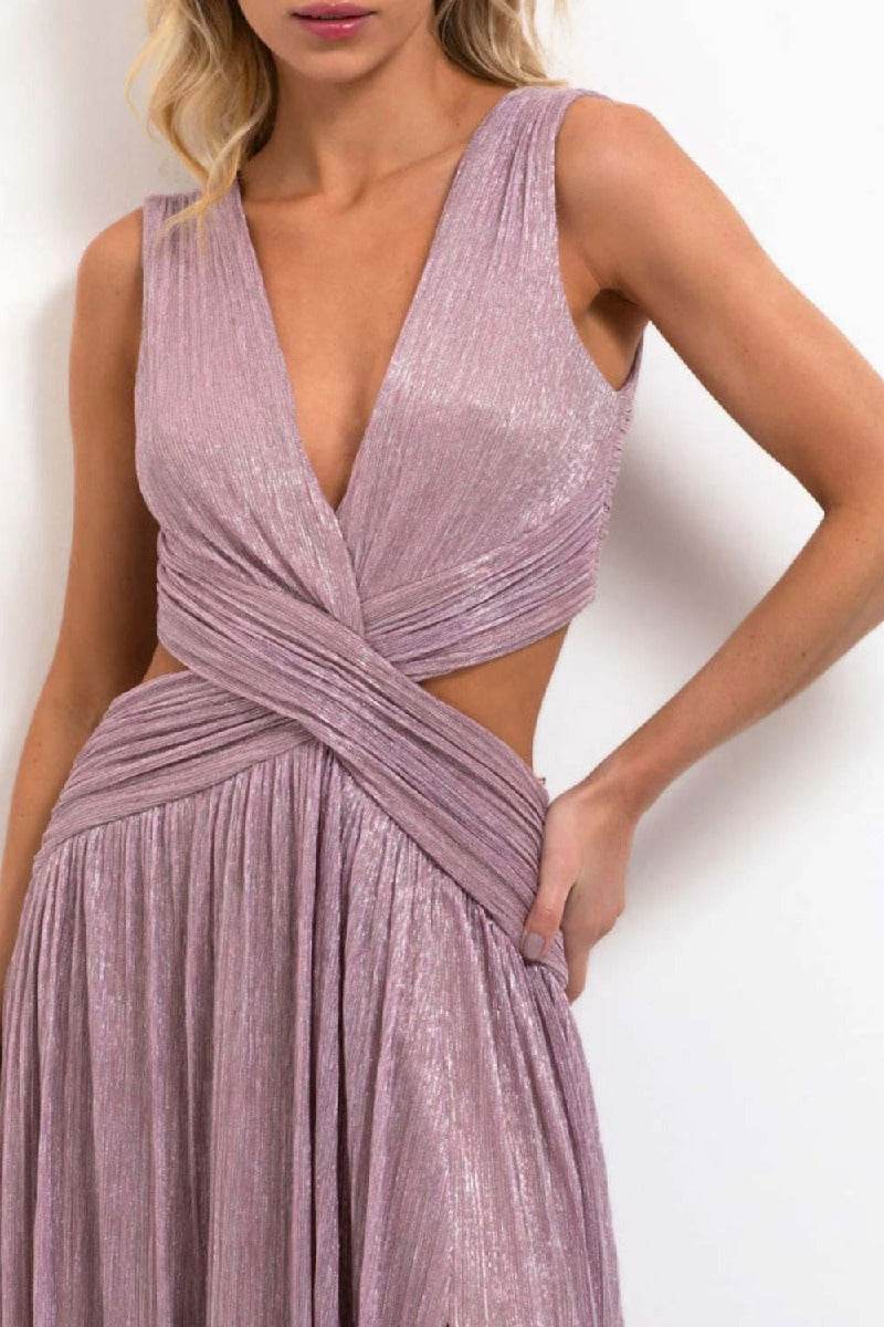 A-Line Maxi Bronzing Fabric Dress 969040775868 - COCOMELODY