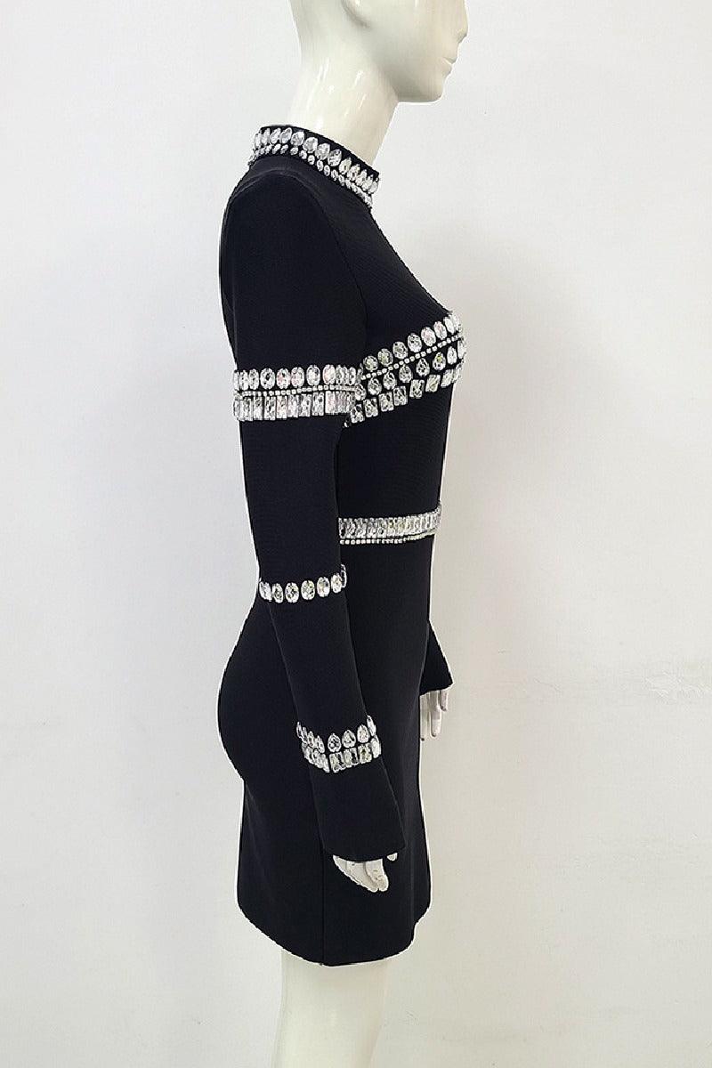 Black long-sleeved girls party dresses 753695575945 - COCOMELODY
