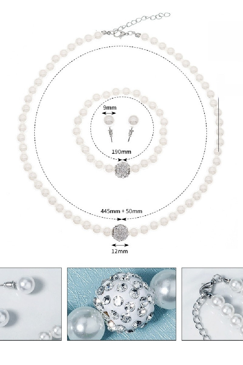 Classic Pearl/Bracelet/ Wedding Earrings/Necklace Jewelry Sets (Set of 3) 641004696900