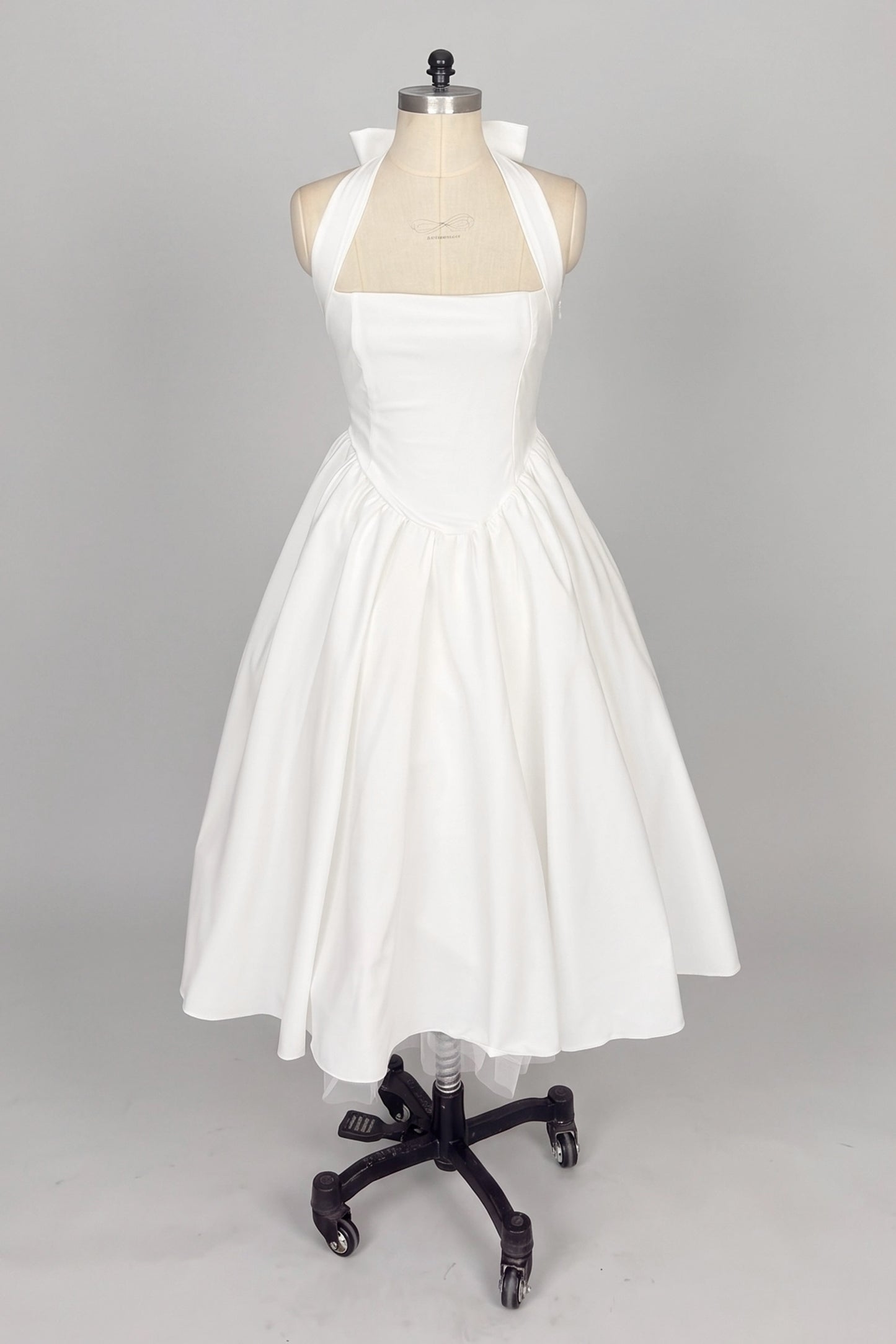 A-Line Midi Satin Formal Evening Dresses 848413339701