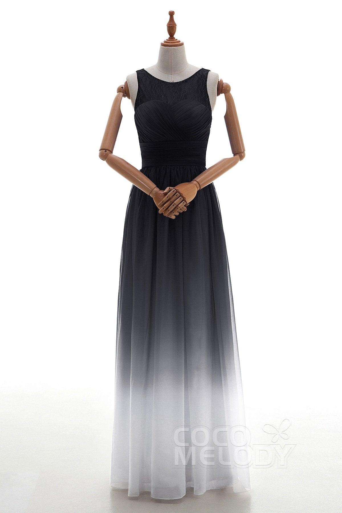 Sheath Floor Length Chiffon Lace Bridesmaid Dress Formal Dresses BD160002 - COCOMELODY