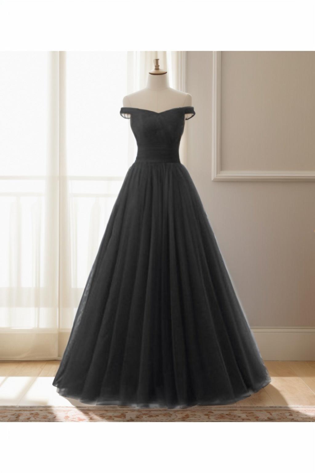 A-Line Floor Length Tulle Prom Dress CS0459 - COCOMELODY