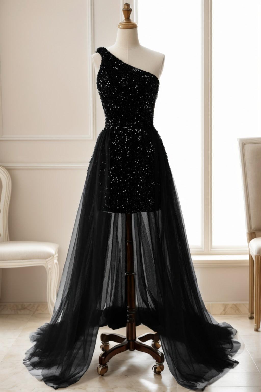 Sheath-Column Sweep-Brush Train Sequined Prom Dress CS0467 - COCOMELODY