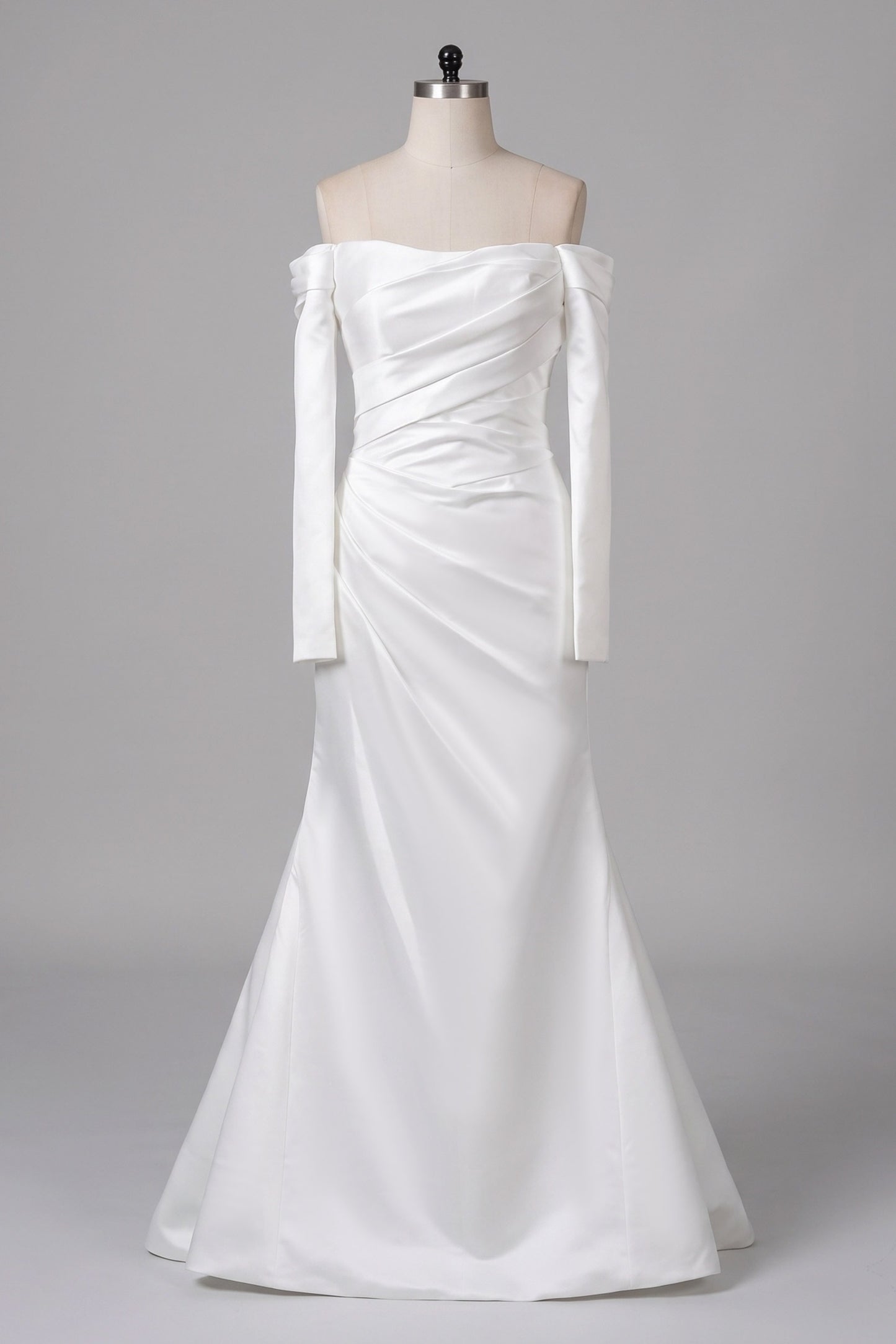 Sheath-Column Sweep-Brush Train Satin Wedding Dress 851237427674