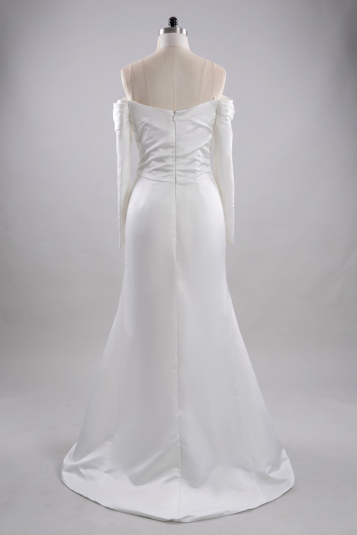 Sheath-Column Sweep-Brush Train Satin Wedding Dress 851237427674