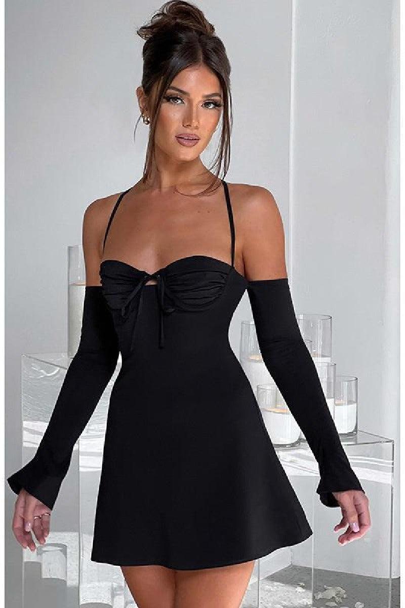 Sexy Spice slim halter halter cuff halter halter A-line cocktail dress 728213351263 - COCOMELODY