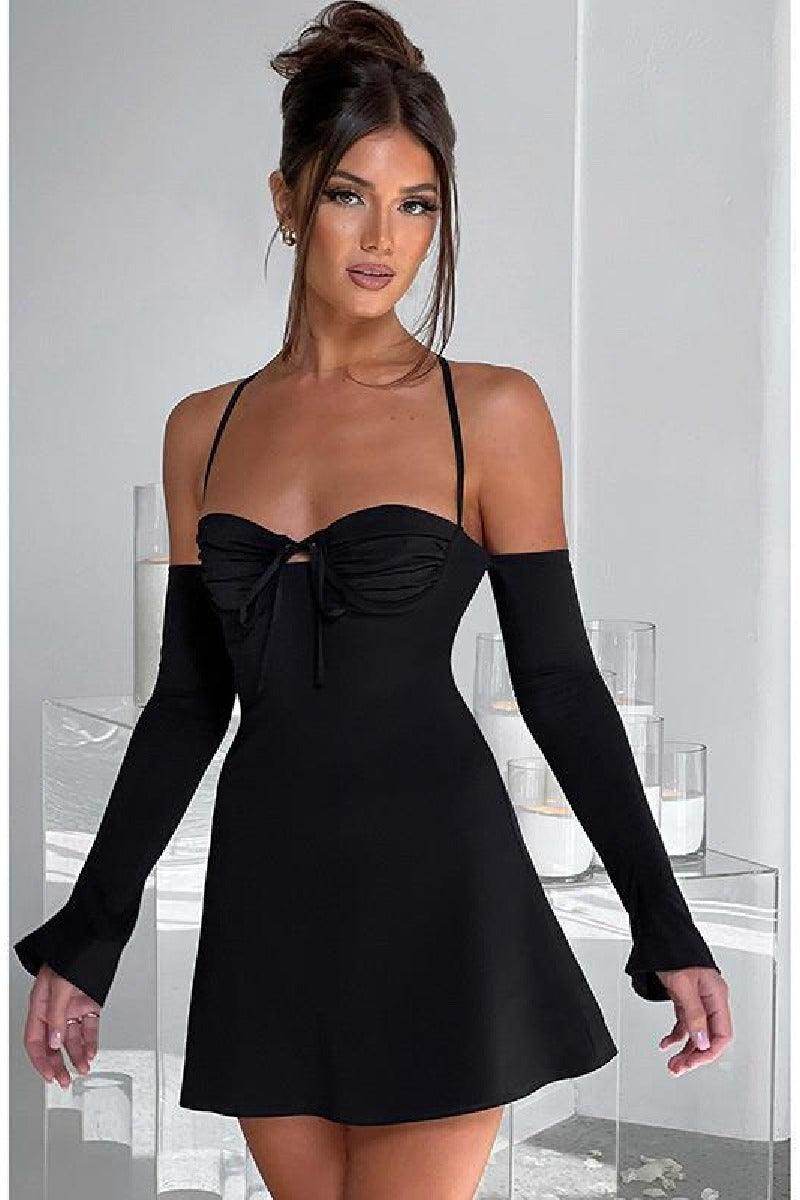 Sexy Spice slim halter halter cuff halter halter A-line cocktail dress 728213351263 - COCOMELODY