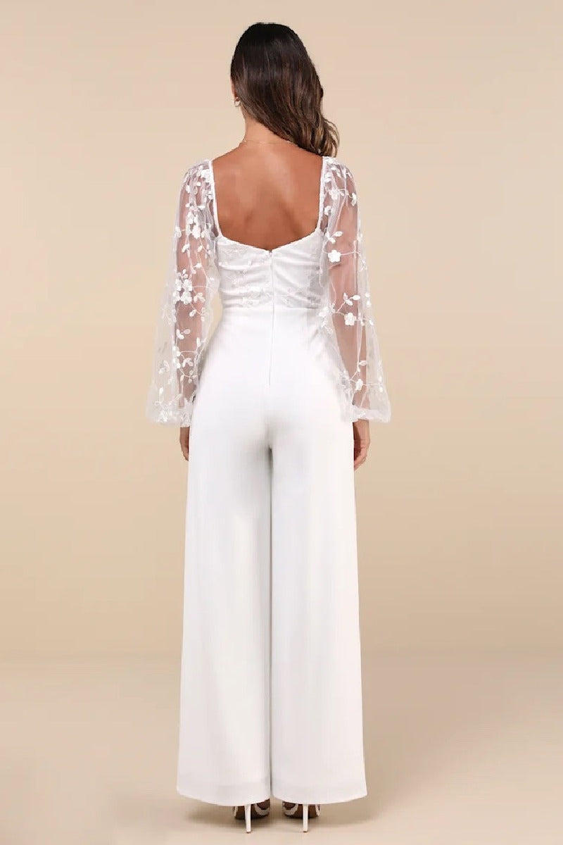 Sweetheart Floor Length Elastic Cloth Wedding Jumpsuit 906548526729