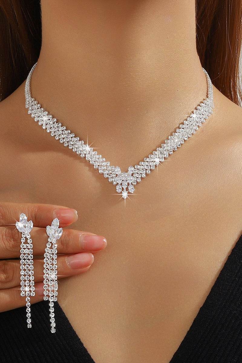 Elegant Rhinestone Wedding Earrings/Necklace Jewelry Sets (Set of 2) 944831515216 - COCOMELODY