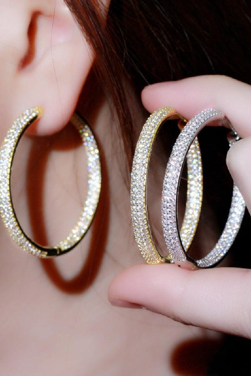 Zircon plated round earrings 641798255069 - COCOMELODY