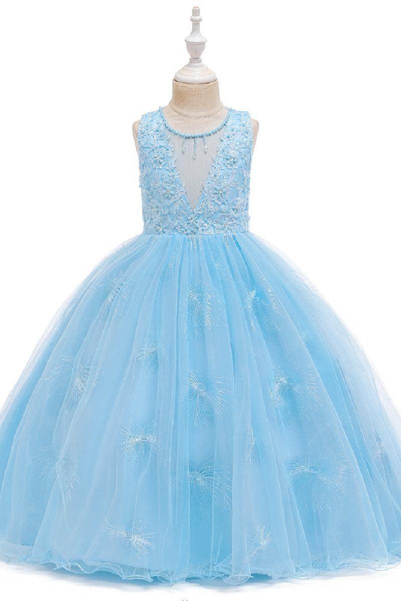 A-Line/Princess Scoop Neck Tulle Flower Girl Dresses With Sash/Bow 612626068133 - COCOMELODY