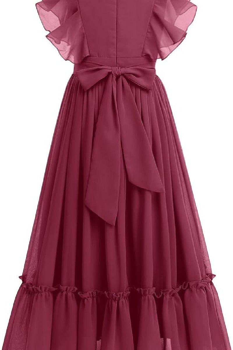 Ruffle Chiffon A-Line Junior Bridesmaid Gown B09JG8X785 - COCOMELODY