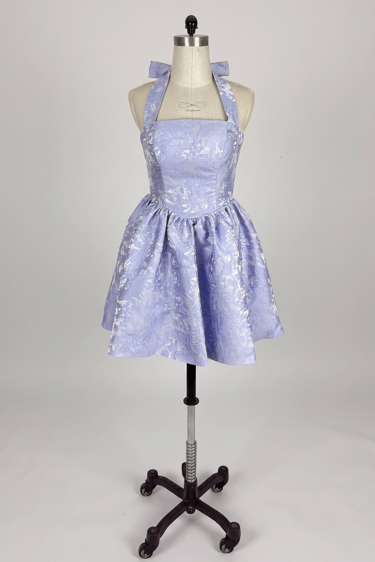 A-Line Mini Jacquard Satin Homecoming Dress 884978106326